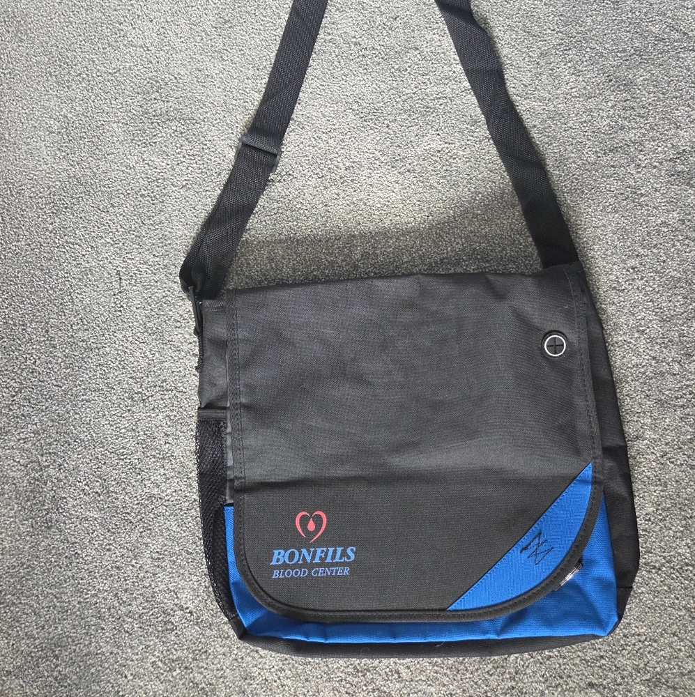 Black and Blue Messenger Bag